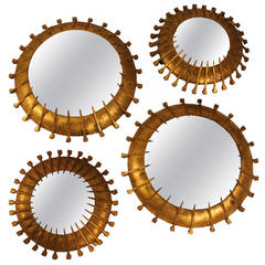 A Pair of Gilt Iron Brutalist Sunburst Mirrors 11