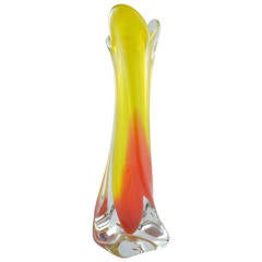 Cenedese Twisted Murano Glass Vase in Acid Colors