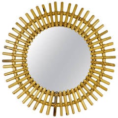 Spanish Bamboo Circular Sunburst Mirror