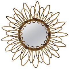 Spanish Rattan Flower Burst Mirror