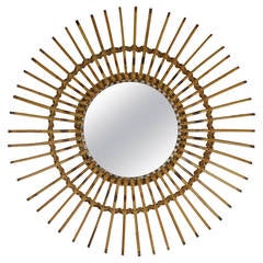 Spanish Rattan Sunburst Mirror