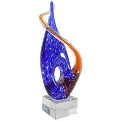 Murano Glass Teardrop Shape Colorful Sculpture