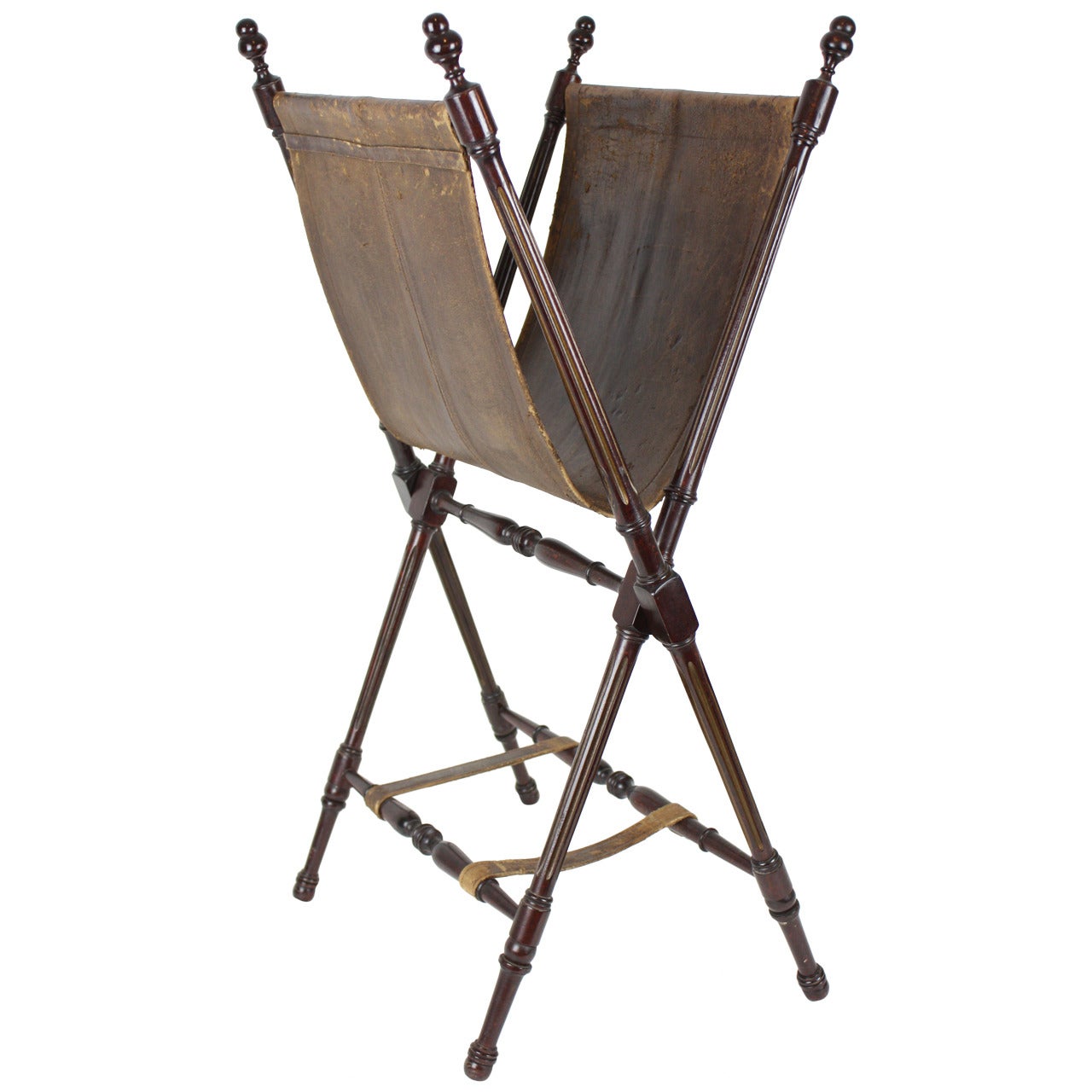 Folding Leather and Wood Newspaper Rack