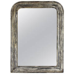 French 19th Century Louis Philippe Mirror in Grey and White Patina. 2