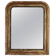 French Louis Philippe mirror with red and beige patina