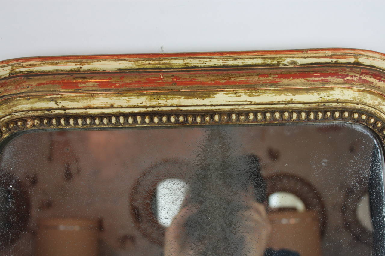 French Louis Philippe mirror with red and beige patina 2