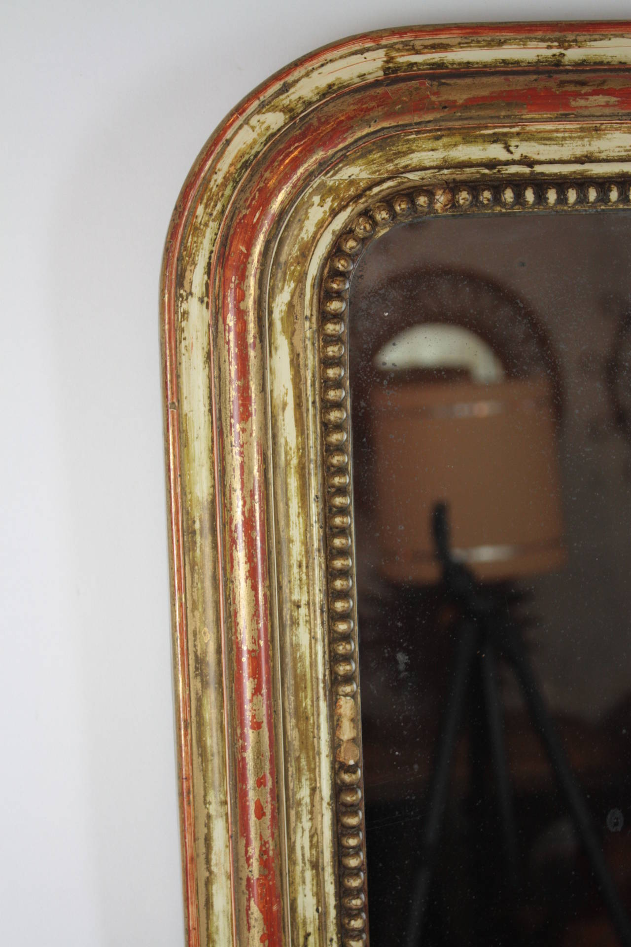 French Louis Philippe mirror with red and beige patina 4
