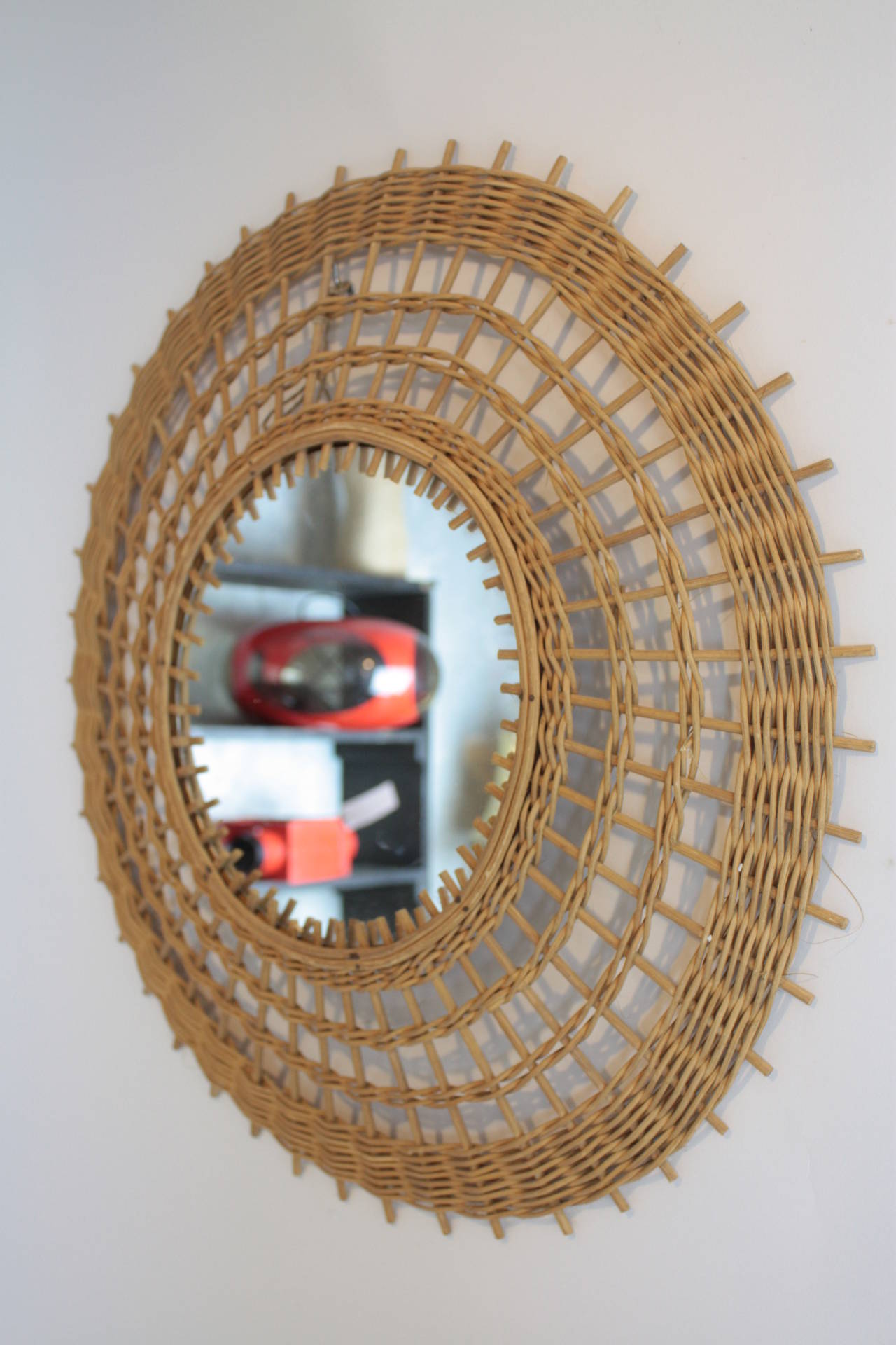 Hand-Woven Wicker Sunburst Mirror