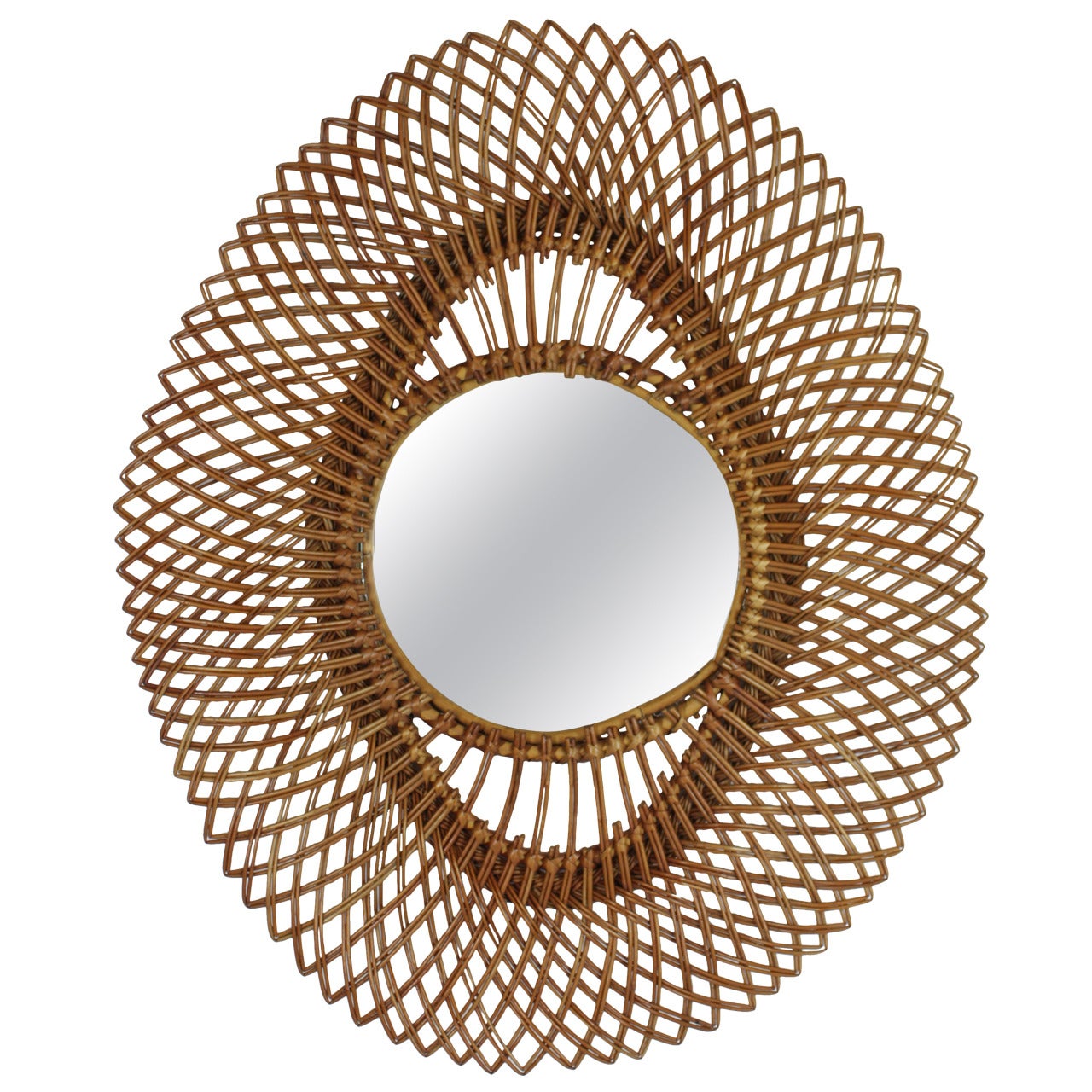 Superb Mid-Century Rattan Mirror from Marbella, Spain 1960s