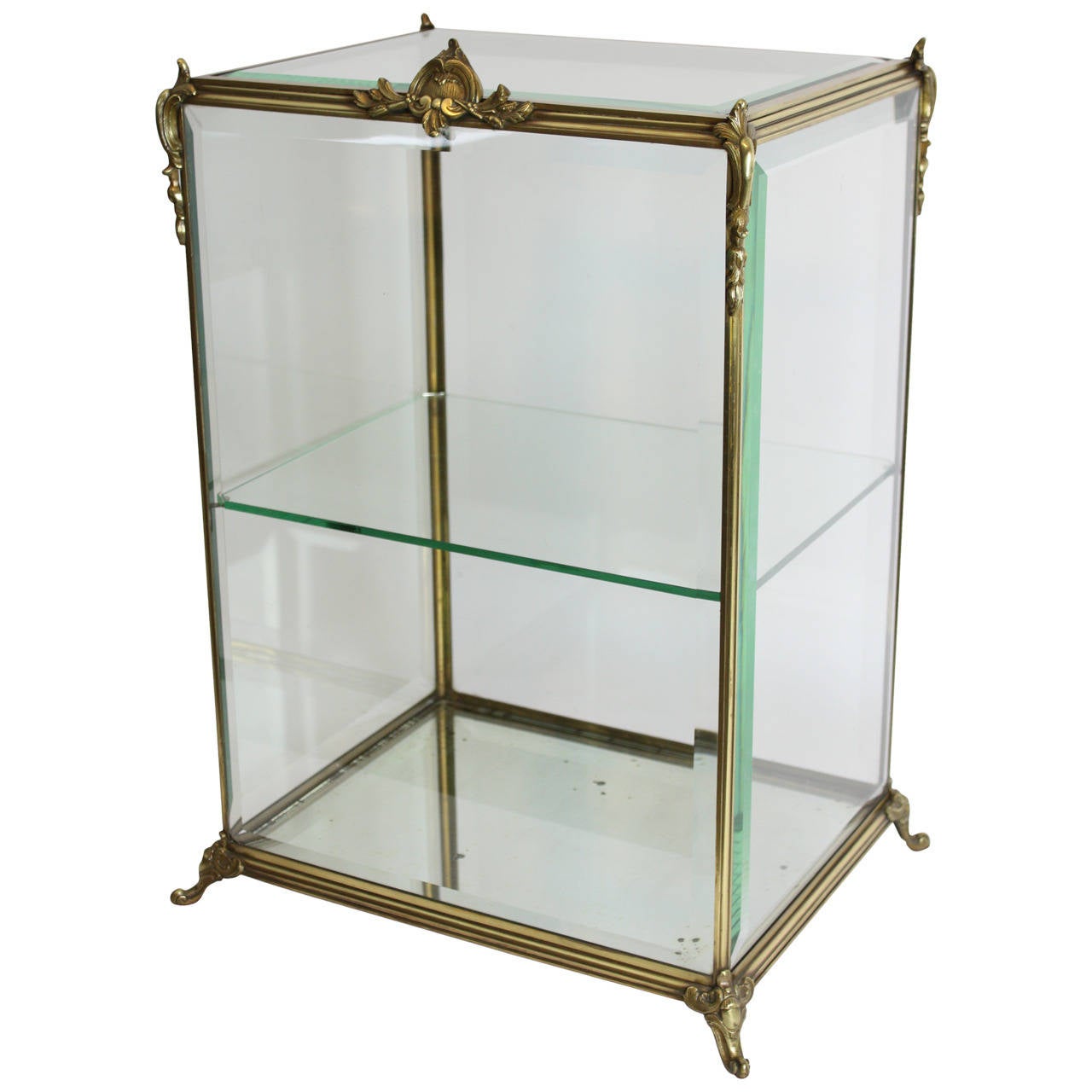 Small Louis XV Style Brass and Glass Jewerly Showcase For Sale at 1stdibs