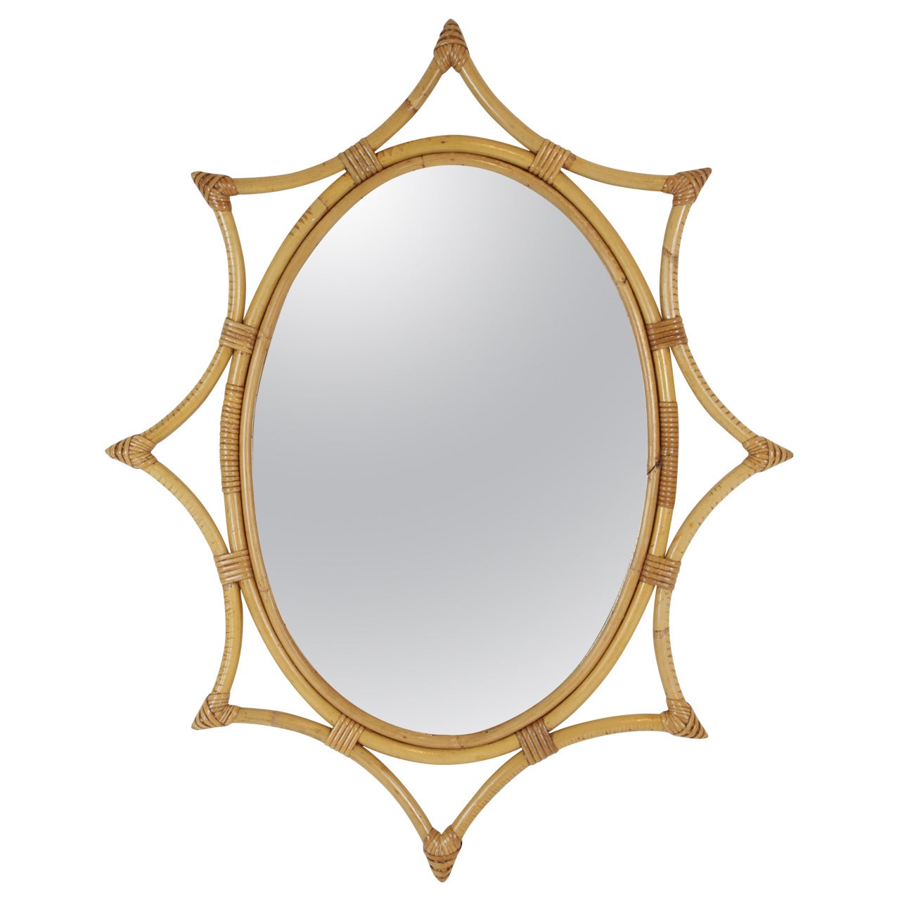 Mid-Century Bamboo Starburst Mirror