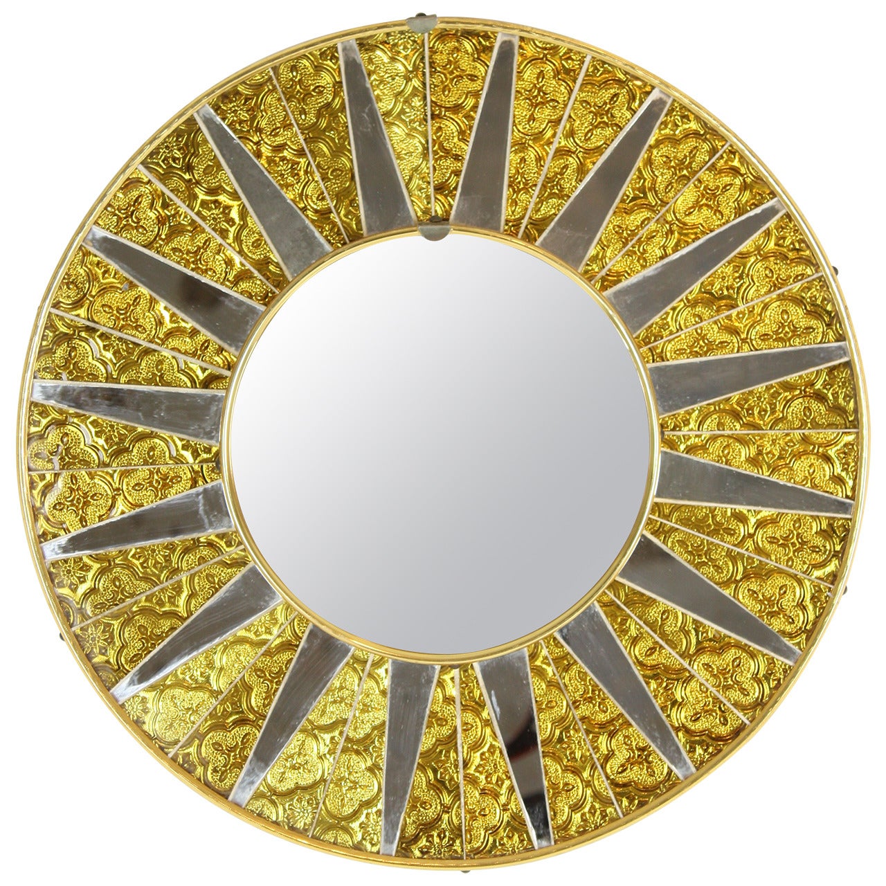 Spanish Mid-Century Modern Glass Mosaic Sun Mirror