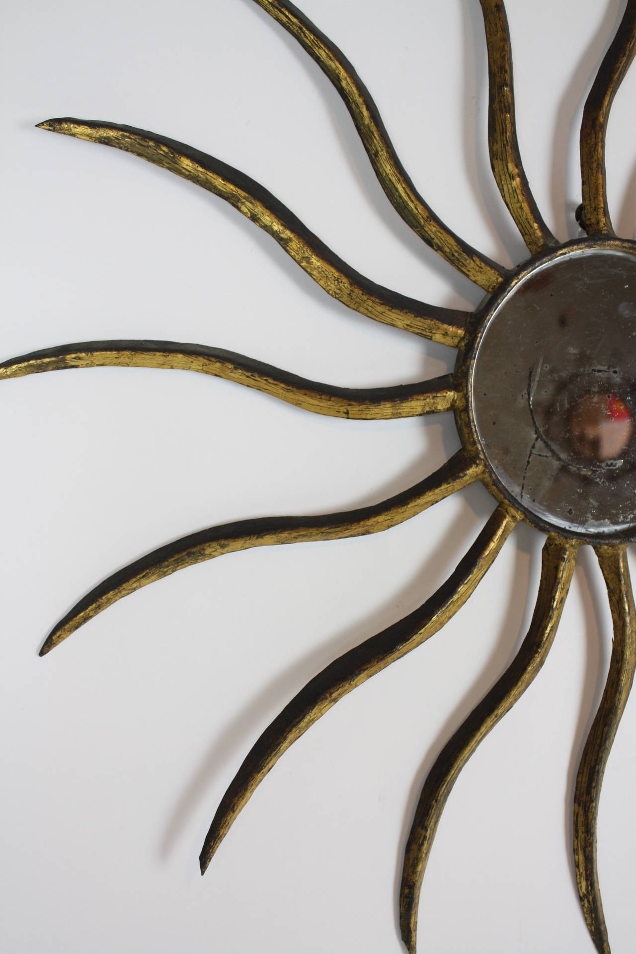 Spanish Early 20th Century Gilt Iron Sunburst Mirror