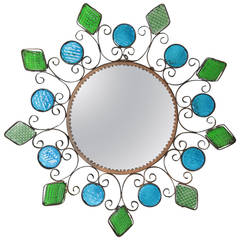 Spanish Blue and green glasses Iron Mirror Wall Sconce 5