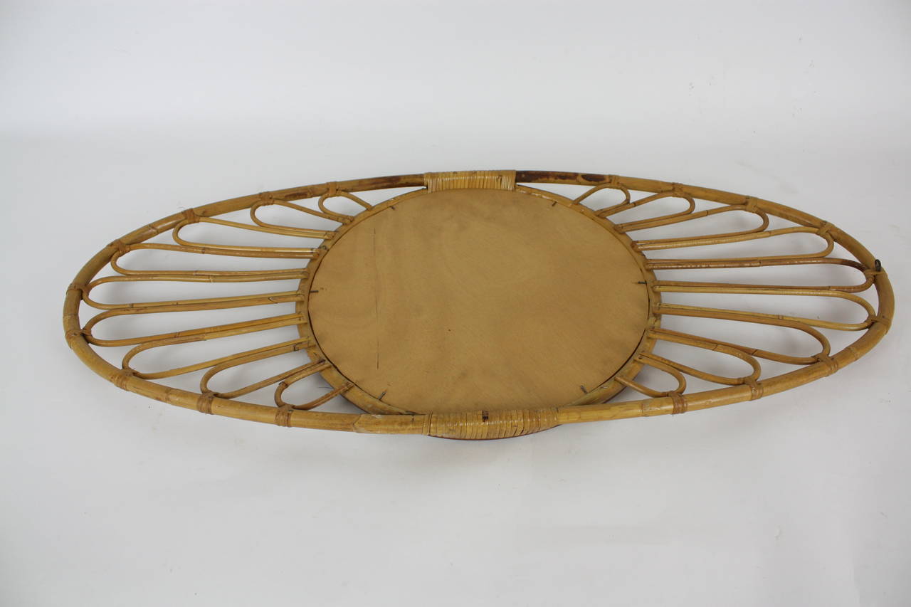 Mid-20th Century Mid century bamboo oval mirror
