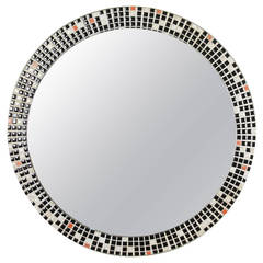 Mid Century Black and White Mosaic Circular Mirror 6