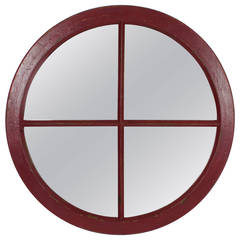 19th c. Industrial Circular Wood Windowframe as Mirror 11