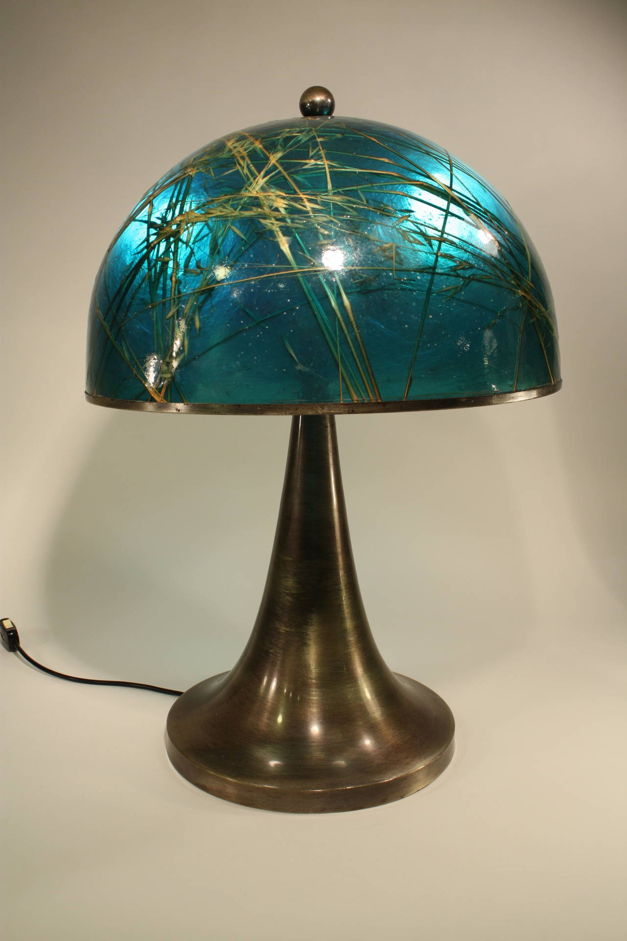Mid-Century Modern Large Italian Aqua Green Color  Lamp in the style of Gabriela Crespi.