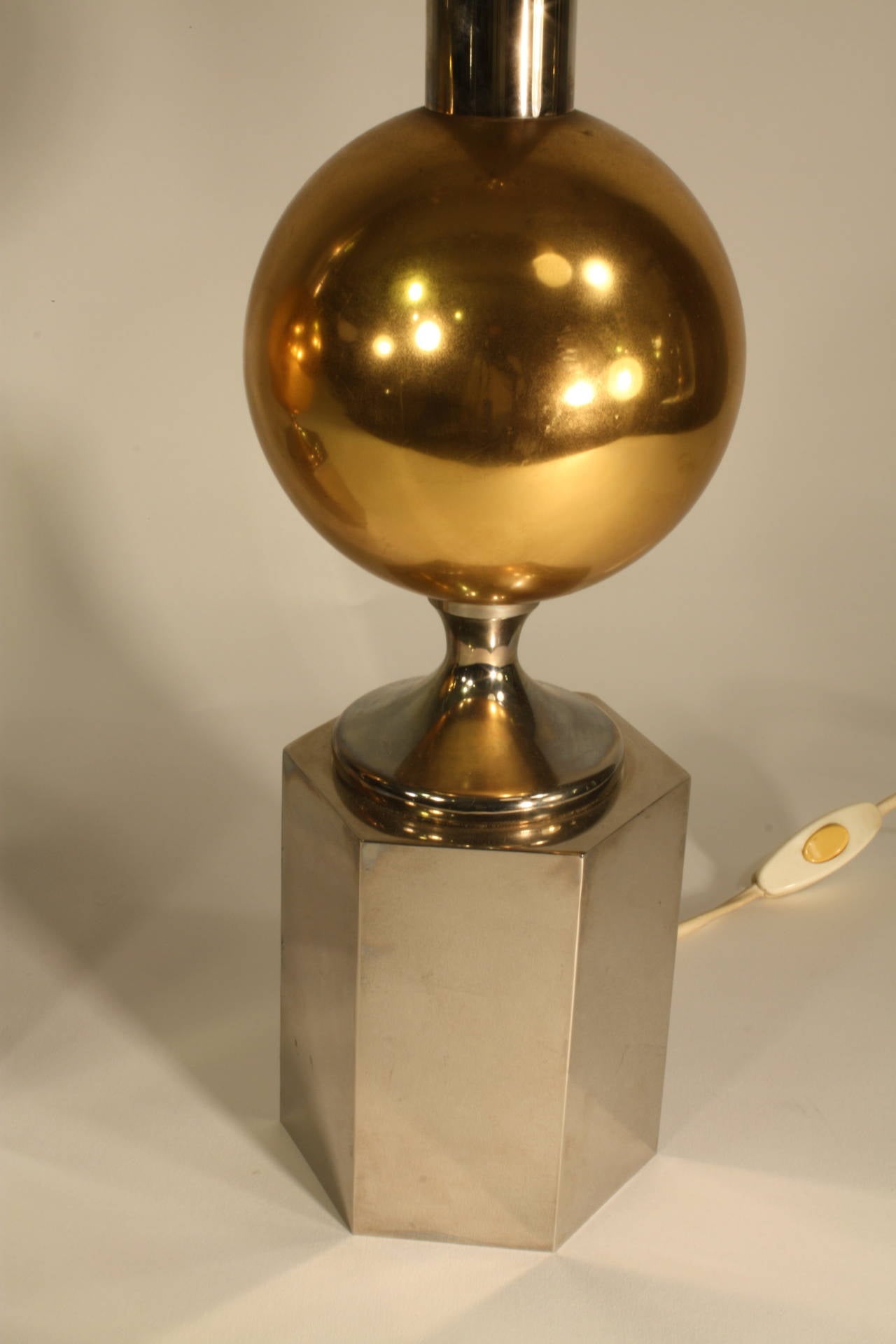 Pair of Brass and Silver Plated Italian Table Lamps For Sale at 1stdibs