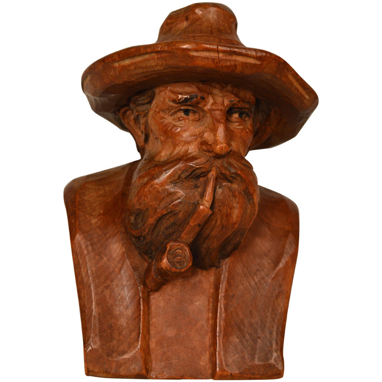 Circa 1930 Continental carved wood bust of a man