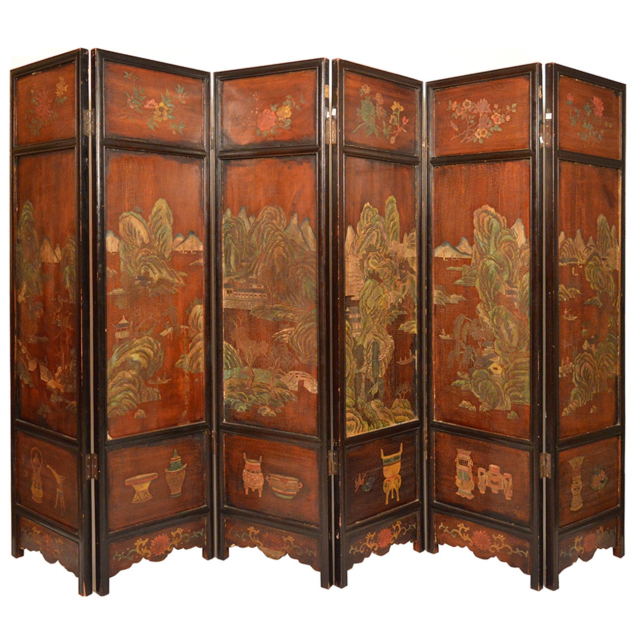 19th Century Chinese Qing Dynasty Coromandel Folding Screen