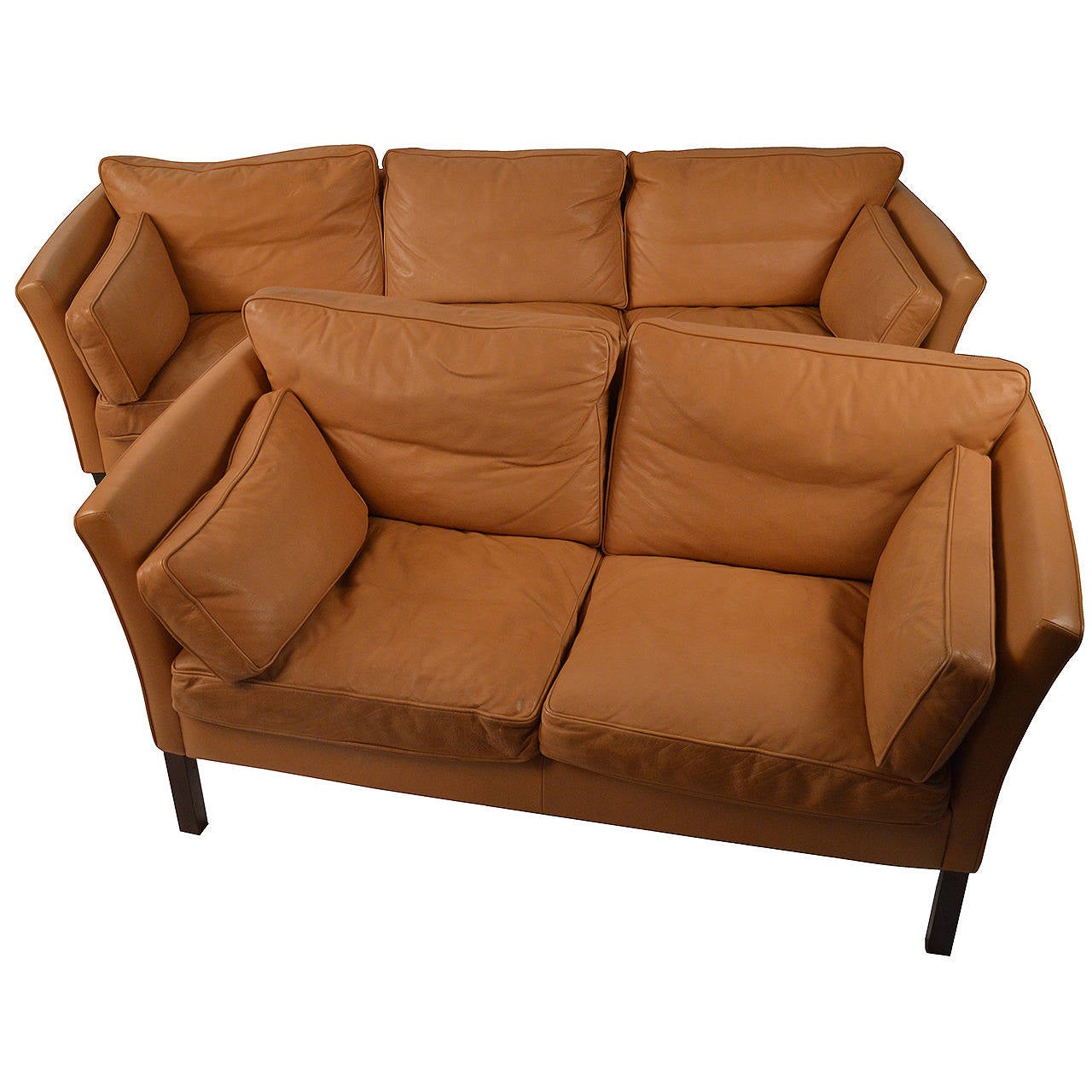 Two Vintage Danish Leather Sofas Made by Stouby at 1stDibs