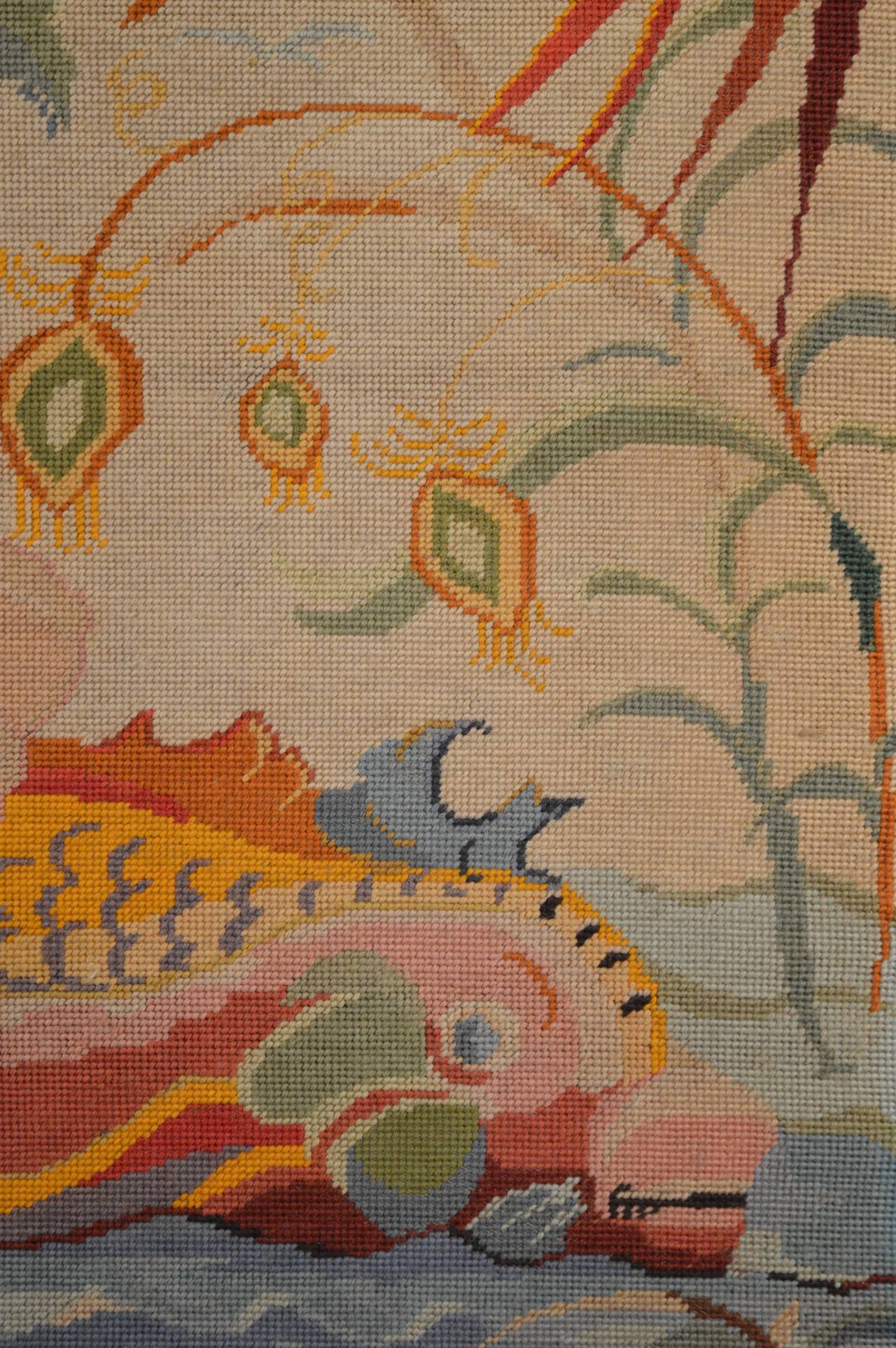 20th Century Belgian Art Nouveau Style Needlepoint Tapestry