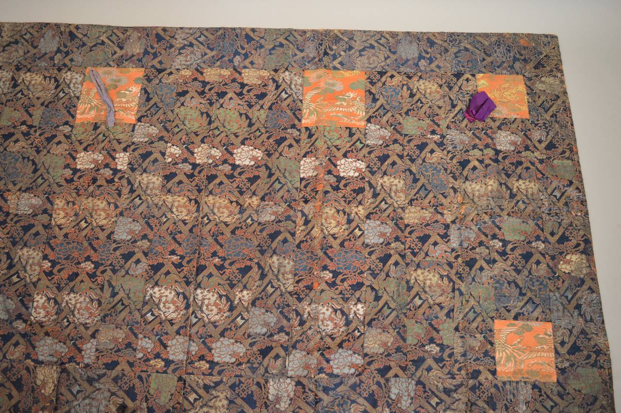 Japanese Kesa Silk and Cotton Brocade Textile 2