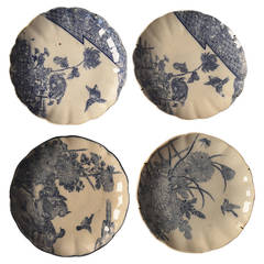 Group of Four Japanese Blue and White Plates, circa 1900