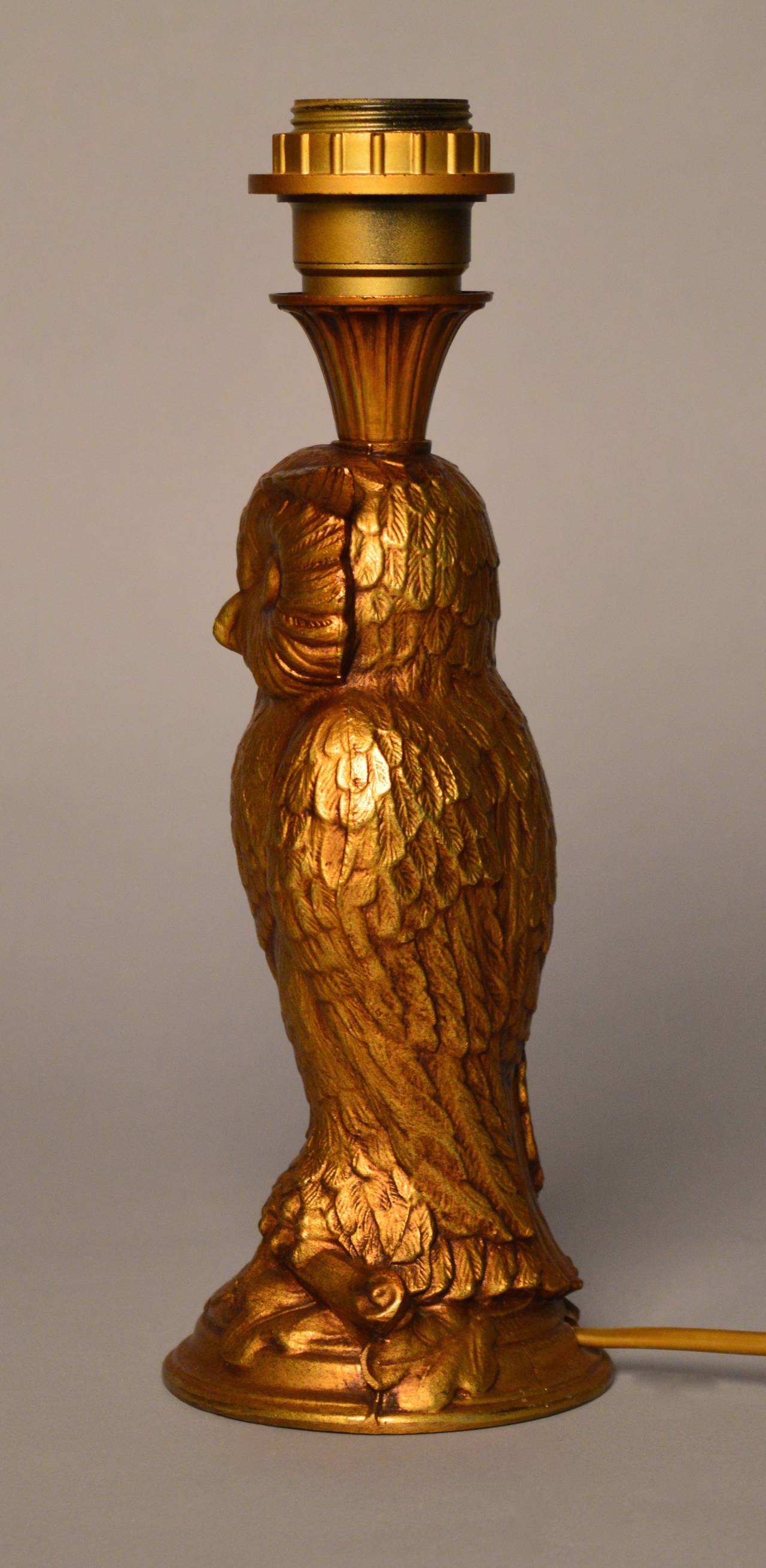 Cast Brass Owl Lamp, circa 1940 In Good Condition In Antwerp, BE