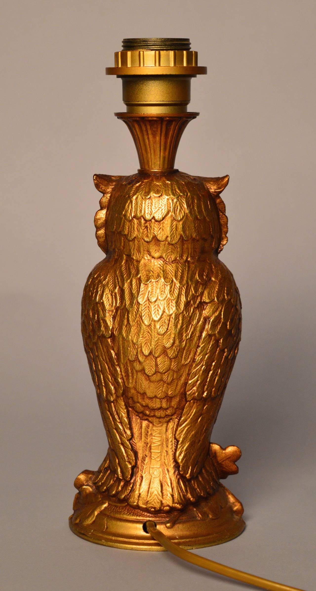 Belgian Cast Brass Owl Lamp, circa 1940