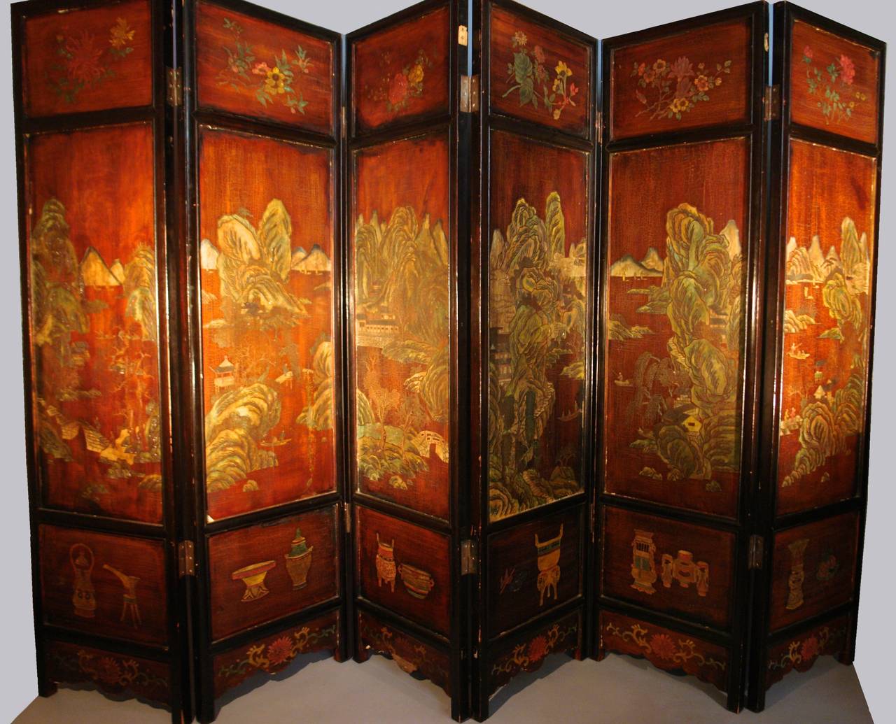 chinese 6 panel coromandel screen