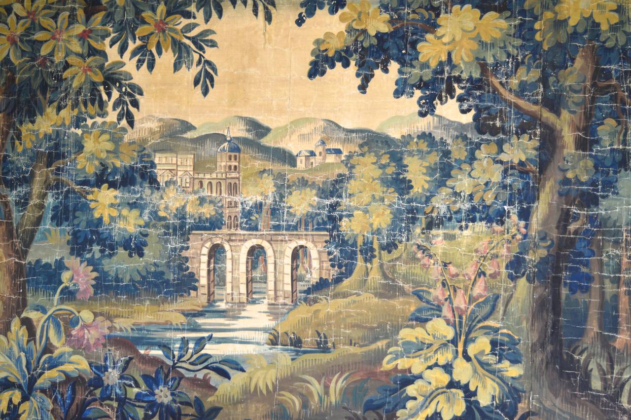 Late 19th Century 19th Century French Verdure Painted Paper Tapestry