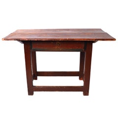 19th Century Swedish One-Drawer Table Retaining the Original Paint and Hardware