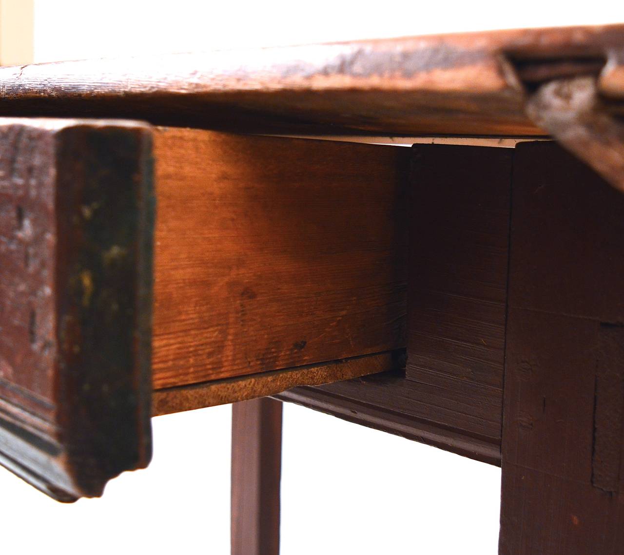 19th Century Swedish One-Drawer Table Retaining the Original Paint and Hardware For Sale 1