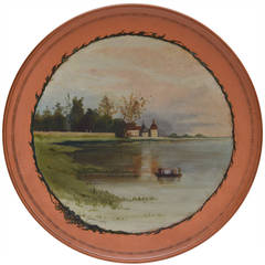 19th Century Danish Landscape Painting on Terracotta