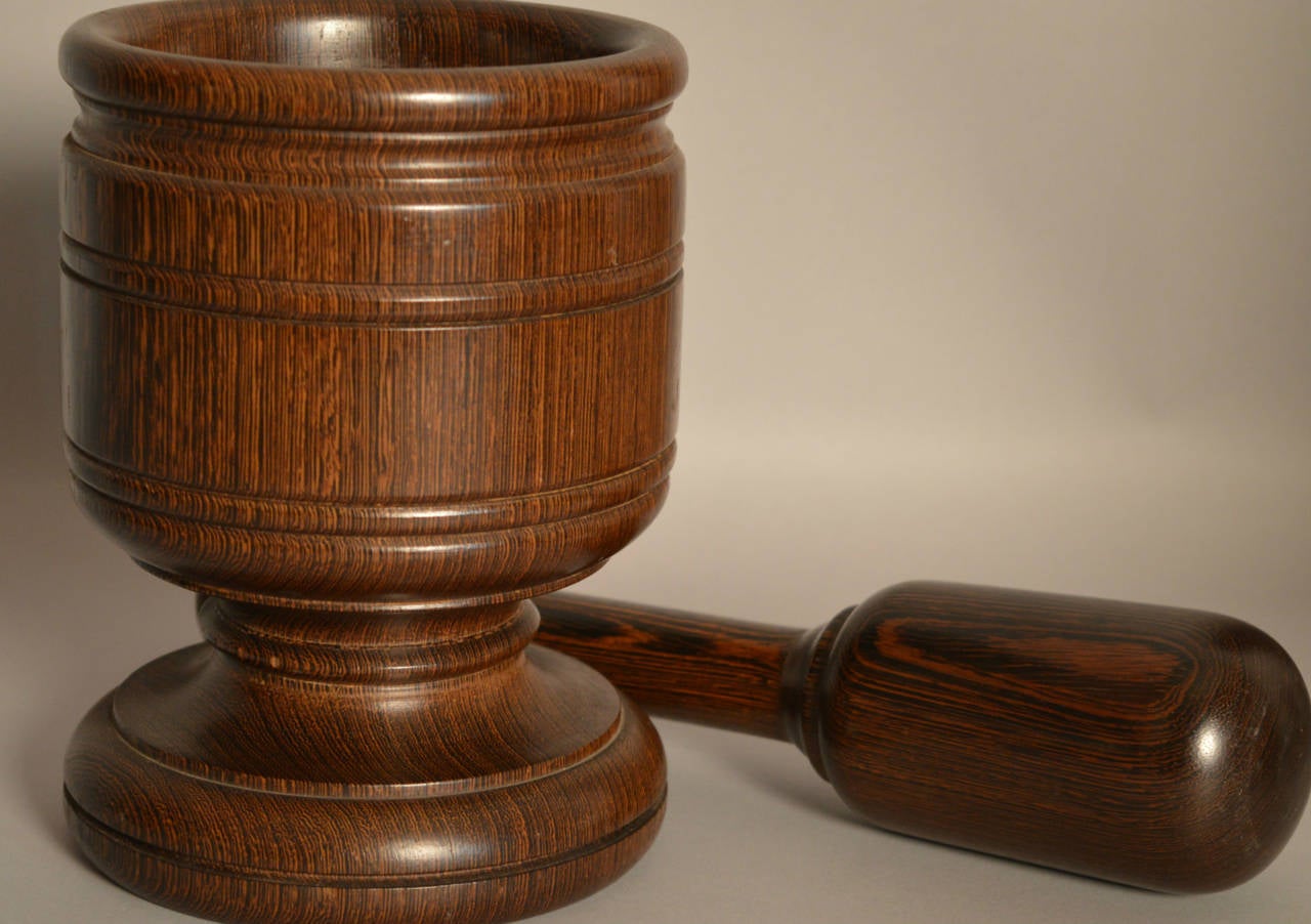 20th Century Large 1940s Belgian Rosewood Mortar and Pestle