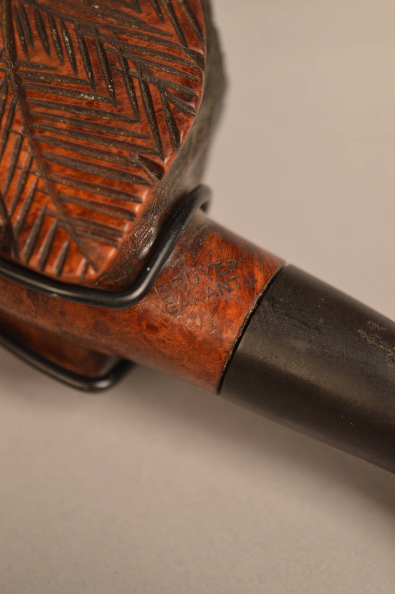 Early 20th Century Vintage French Briarwood Pipe Carved With A Native American Indian Chief