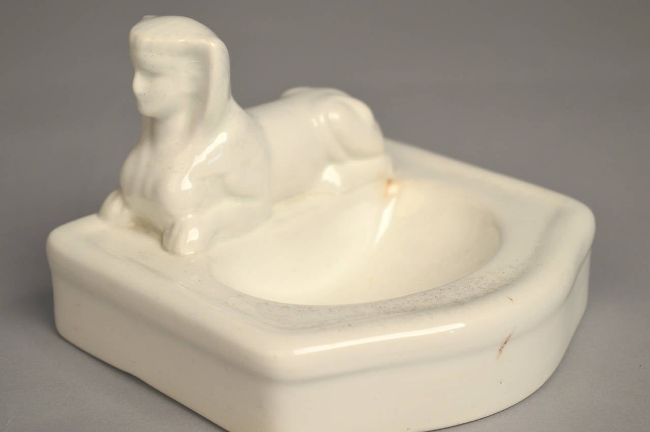 Belgian 19th Century Ironstone Sphinx Decorated Egyptian Revival Soap Dish