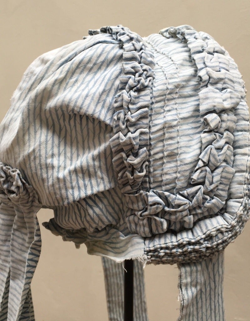 Edwardian 19th Century English Hat /Bonnet on Custom Made Stand