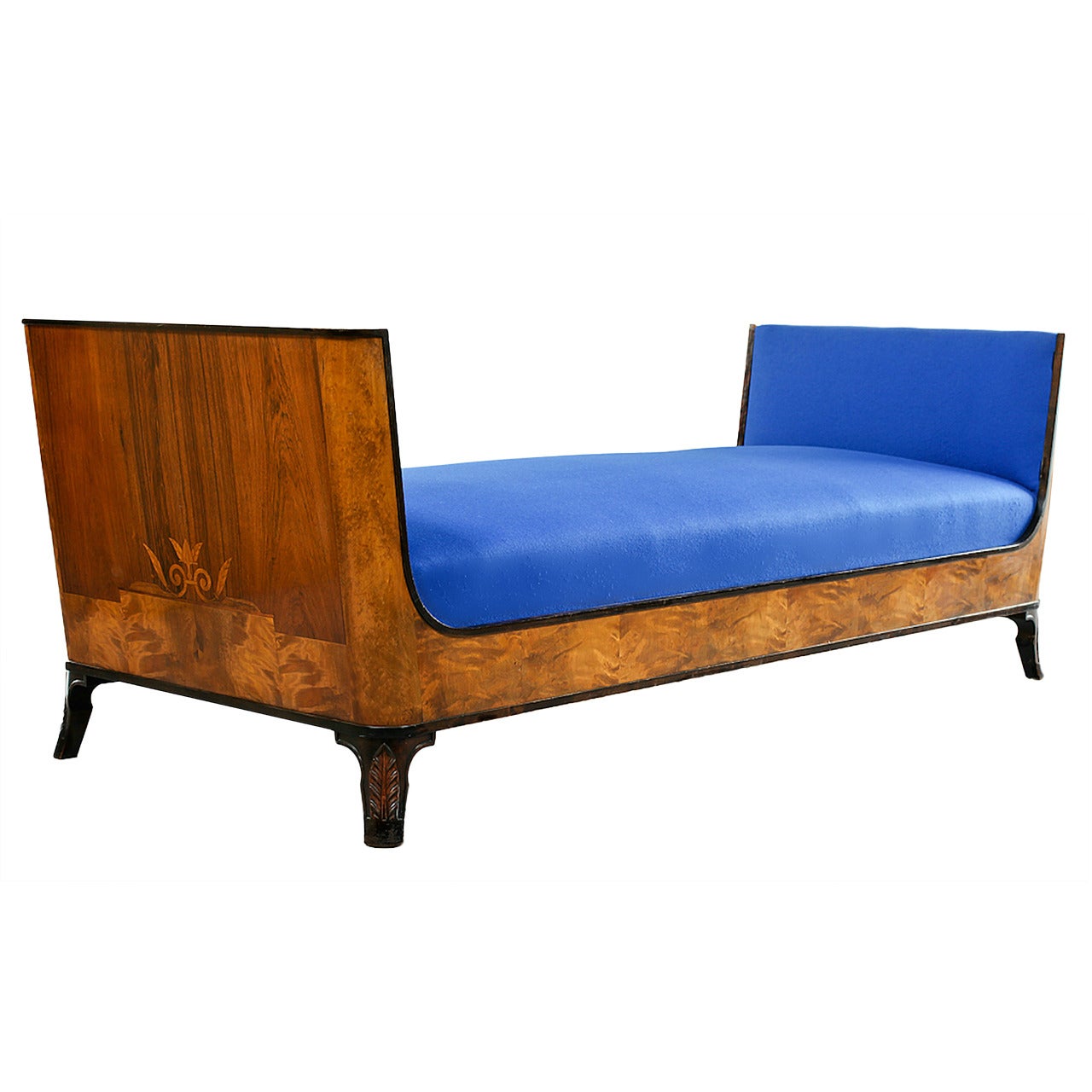Swedish Grace Daybed by Eric Chambert, Upholstered in Blue Wool
