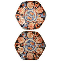 Pair of Hexagonal 19th Century Japanese Imari Plates
