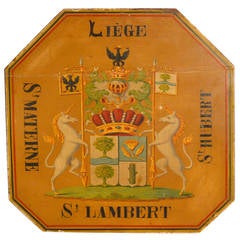 18th Century Painted Wood Armorial Plaque