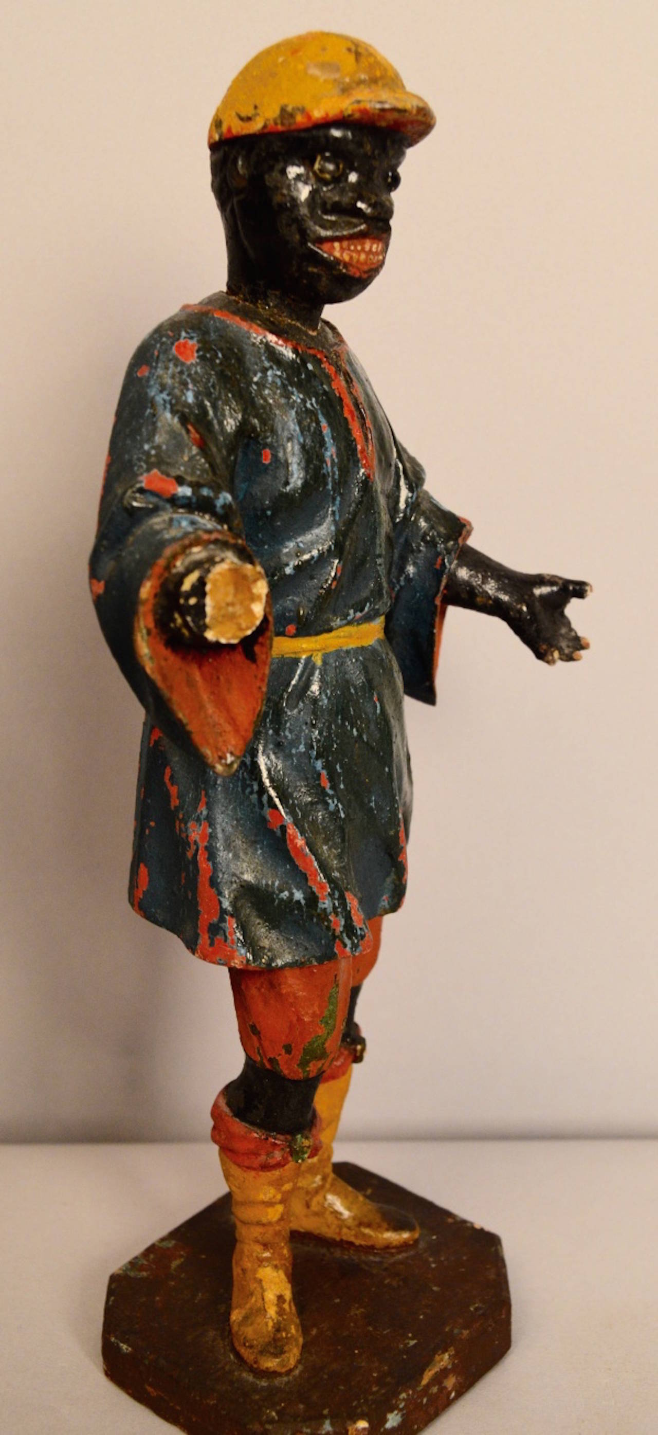 18th Century Portuguese Blackamoor Carved Wood Statue For Sale at 1stdibs