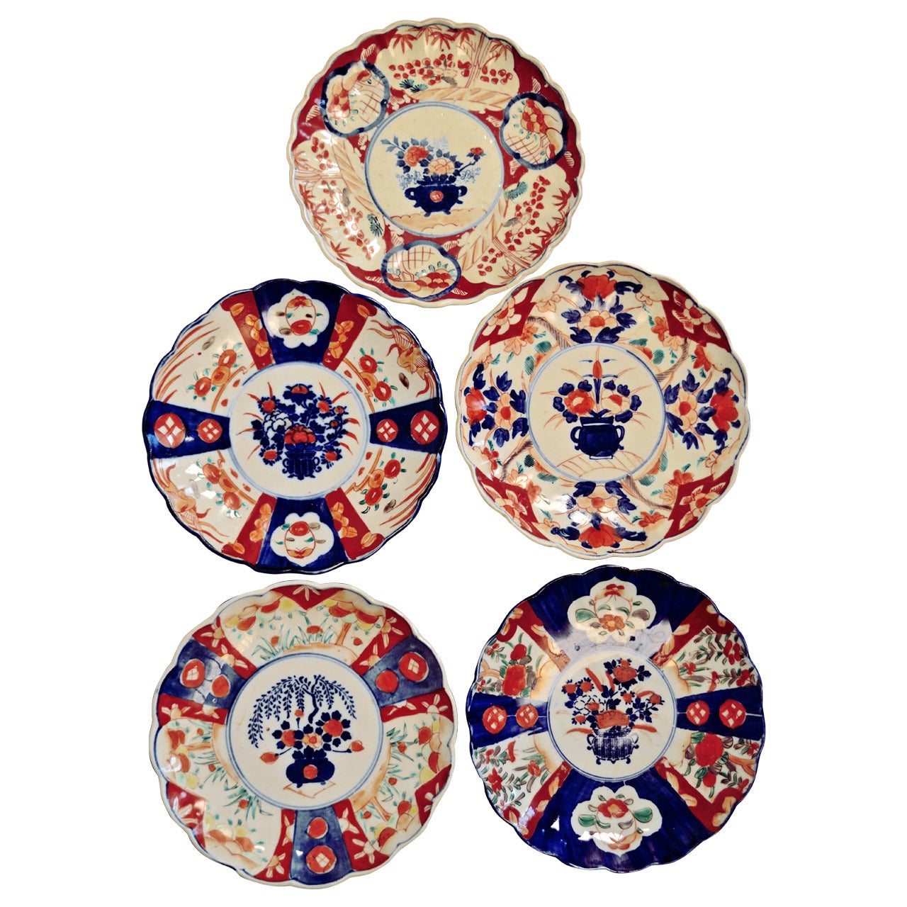 Collection of Five Antique Japanese Imari Plates