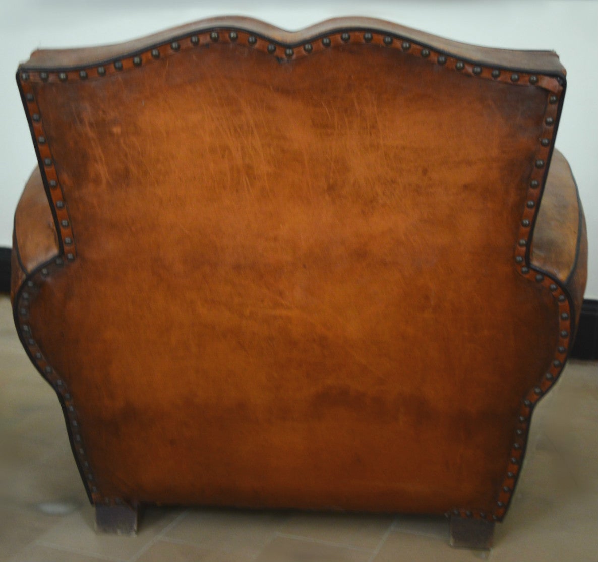Pair of 1930s French Leather Mustache Back Club Chairs 2