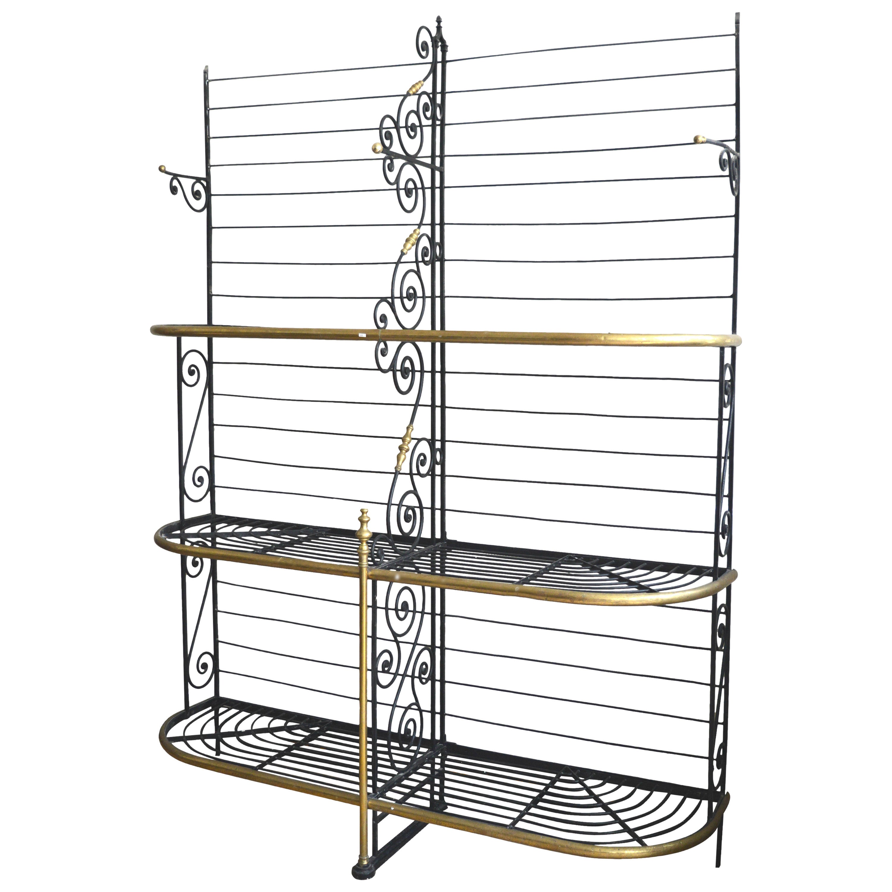 Large 19th Century French Iron and Brass Baker's Rack Stamped By The Maker For Sale