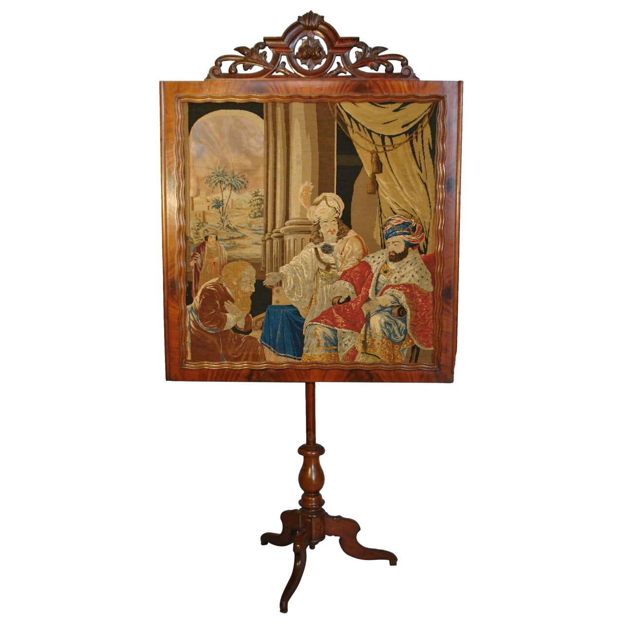 19th Century Needlepoint Napoleon III Screen For Sale