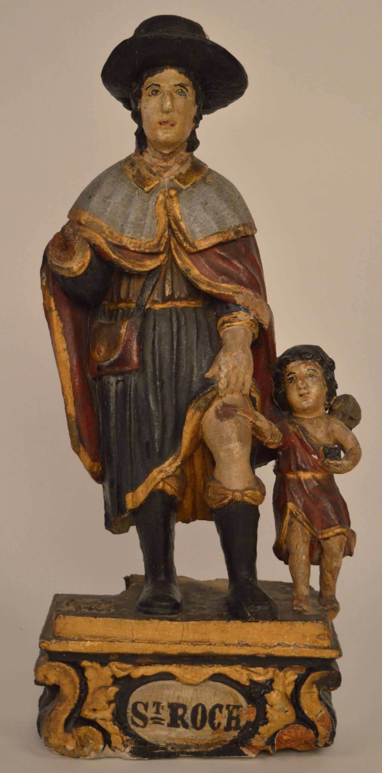 Mid 17th century Southern Italian shrine figure depicting St Roch.
This charming folk 