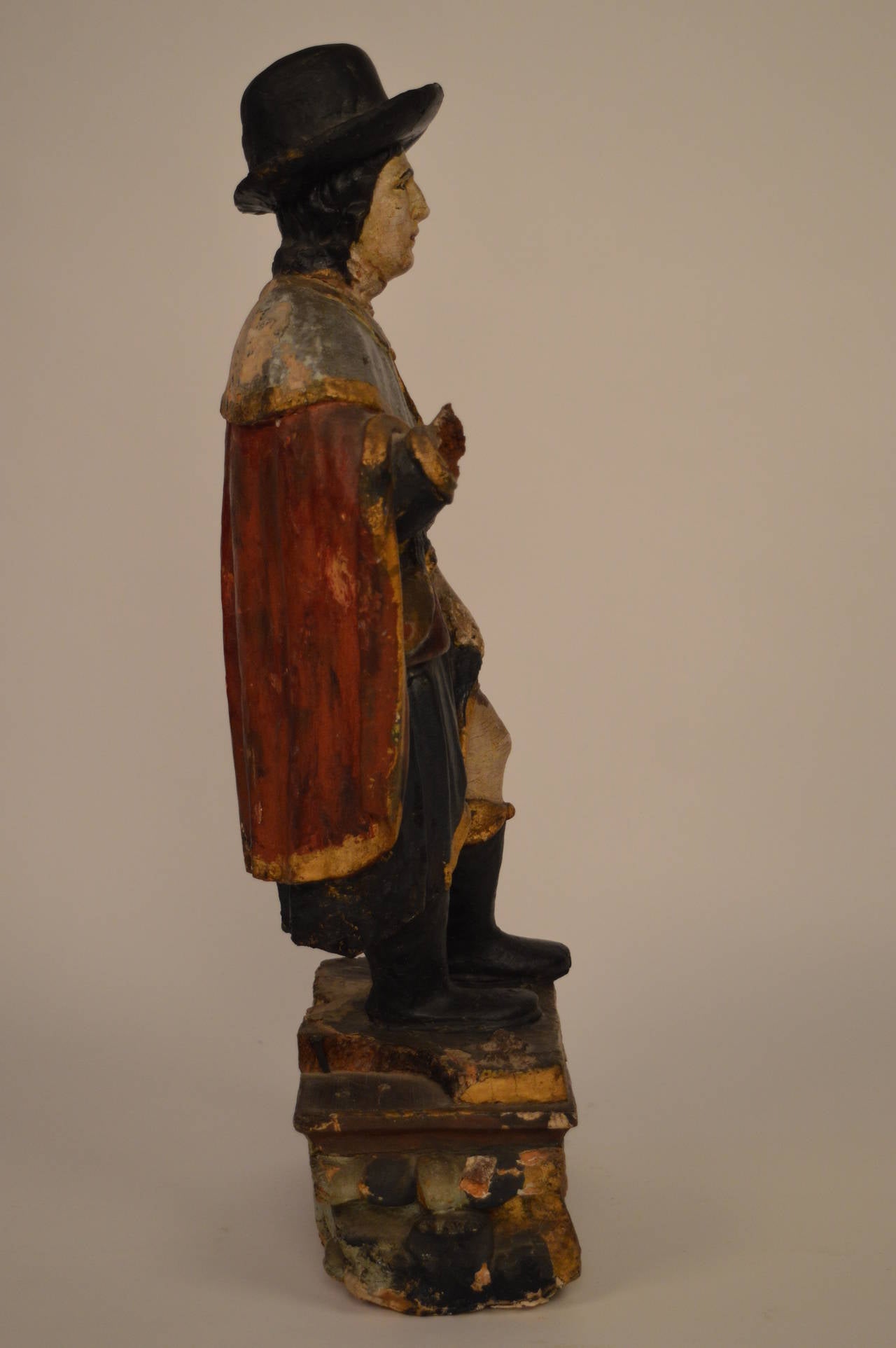 17th Century Italian Carved Wood Shrine Statue of Saint Roch 1